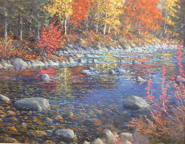 Fall Stream 1 David Rosenthal Artist in Cordova Alaska Paintings of  Maine New Work